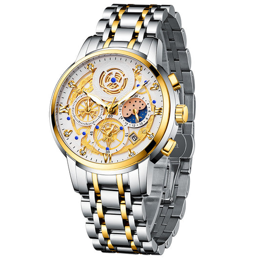 Swiss Luxy Stainless Steel Top Brand Luxury Waterproof Sports Chronograph Quartz Mens