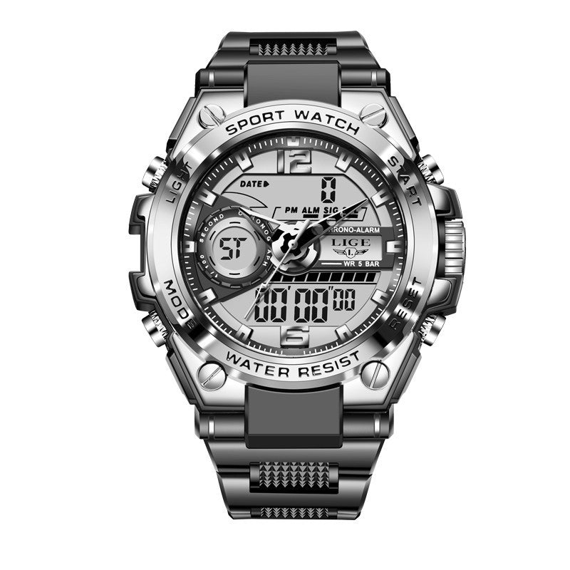 Double Display Electronic Quartz Luminous Waterproof Watch