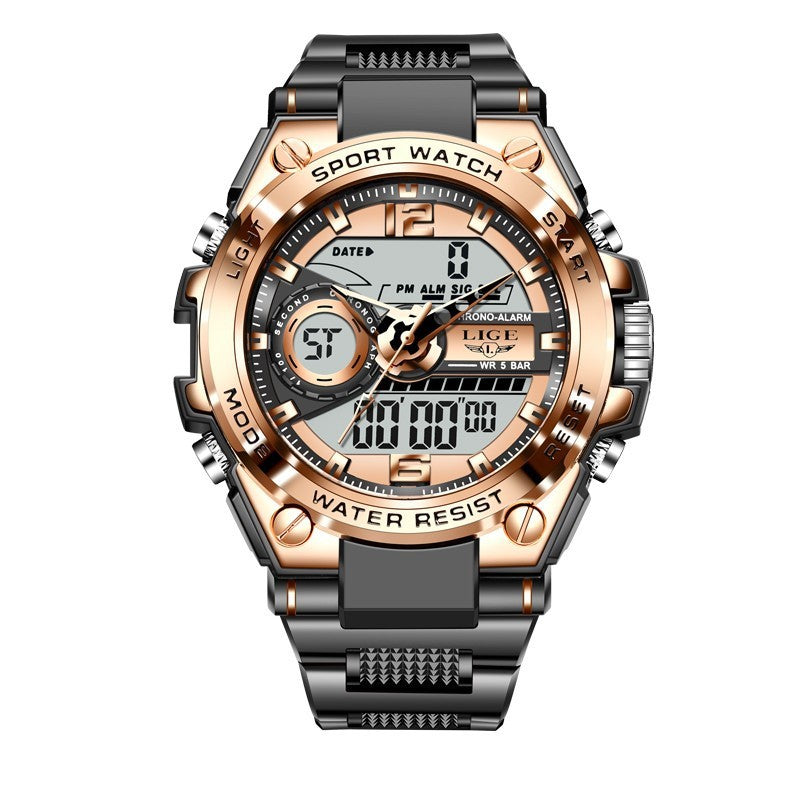 Double Display Electronic Quartz Luminous Waterproof Watch
