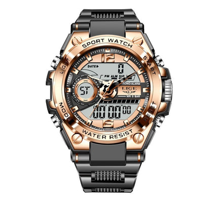 Double Display Electronic Quartz Luminous Waterproof Watch