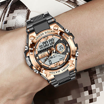 Double Display Electronic Quartz Luminous Waterproof Watch