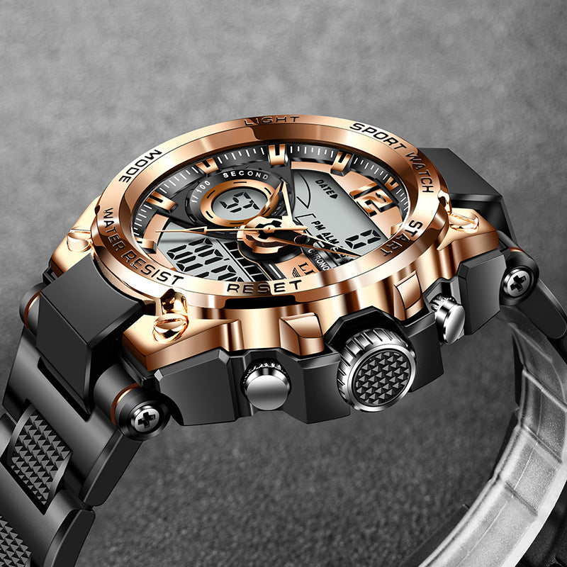 Double Display Electronic Quartz Luminous Waterproof Watch