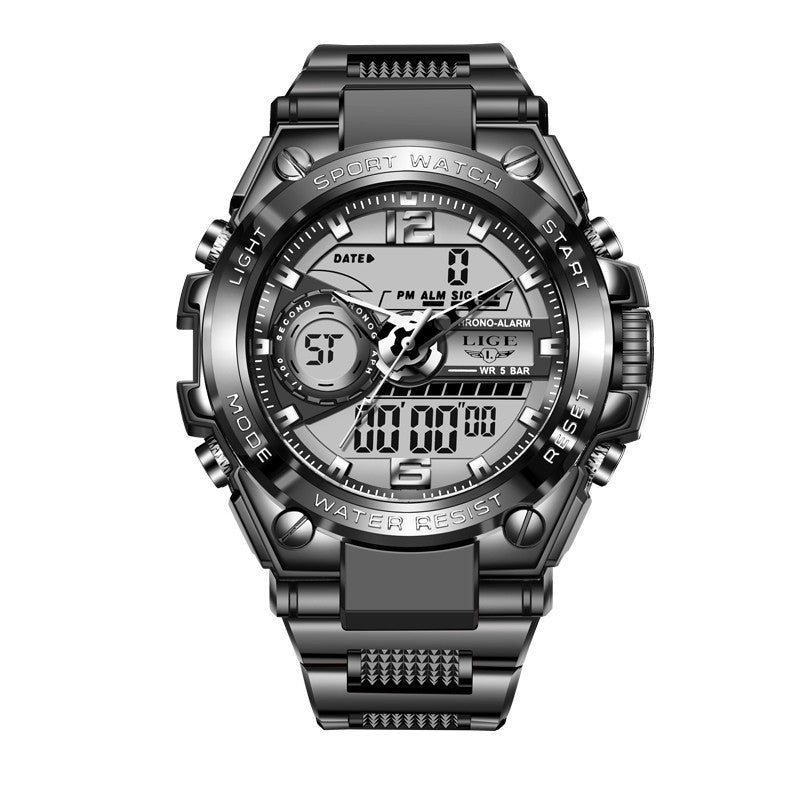 Double Display Electronic Quartz Luminous Waterproof Watch