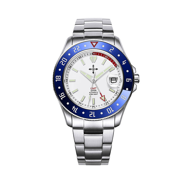 GMT Luminous Waterproof Sapphire Glass Stainless Steel Luxury Men's Watch