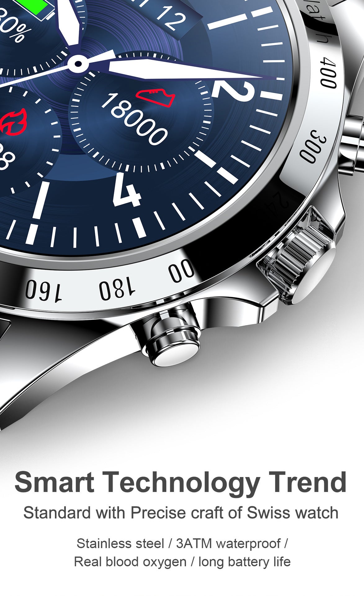 Swiss Luxury Business SmartWatch Heart Rate Blood Pressure