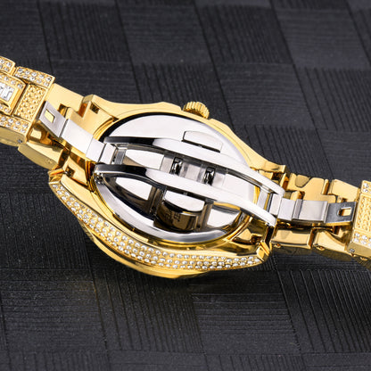 Luxury High-end Double Calendar Business Full Diamond Quartz