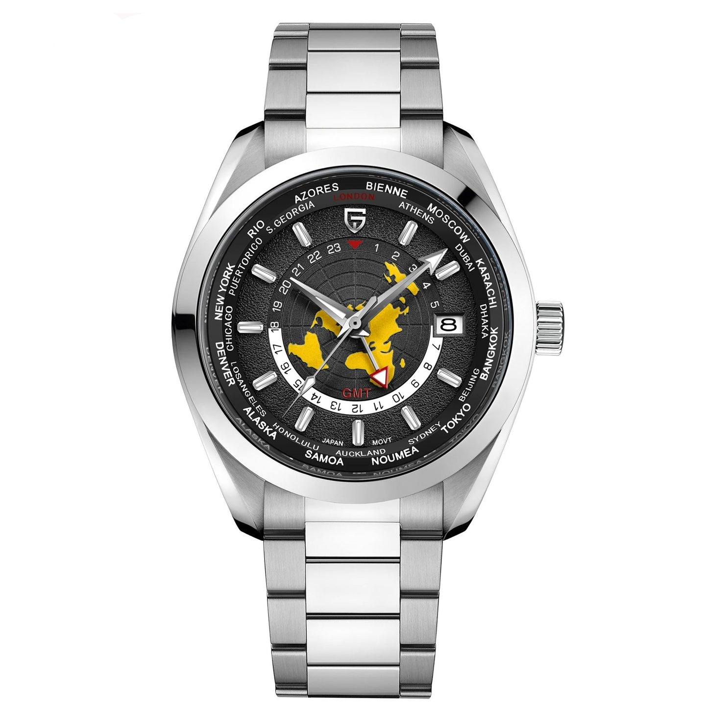 Men's Swiss Design Mechanical GMT Dual Time Zone Luminous Watrproof Watch