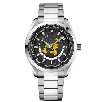 Men's Swiss Design Mechanical GMT Dual Time Zone Luminous Watrproof Watch