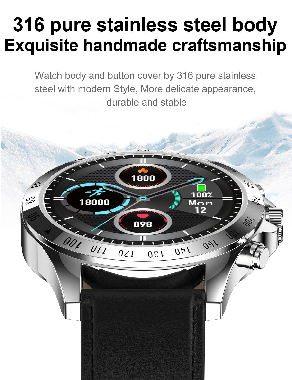 Swiss Luxury Business SmartWatch Heart Rate Blood Pressure